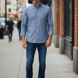 Men's Harley Davidson Blue Button-Up Shirt